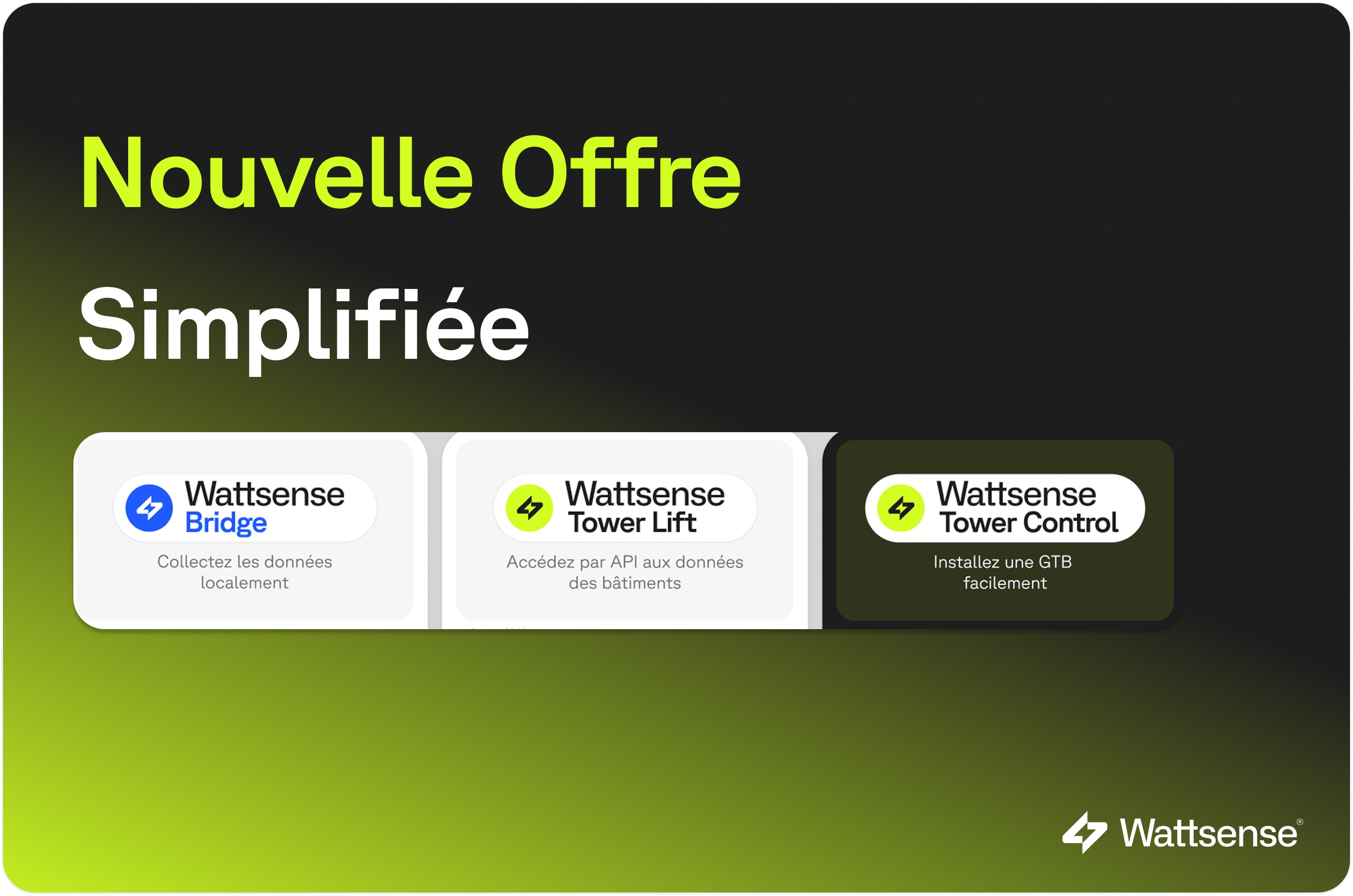 Comparaison des solutions Wattsense : Bridge, Tower Lift et Tower Control